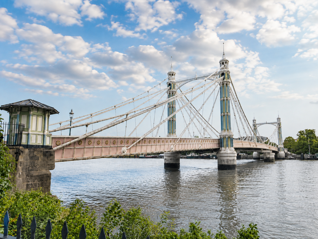 Albert Bridge over the River Thames in Battersea, London